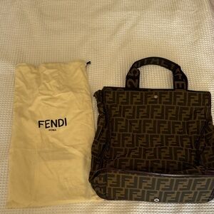 Authentic Fendi Black and Brown Logo Tote